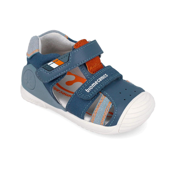 Sandale Biomecanics URBAN 262123-A556 petrol pentru băieți, design ergonomic și piele naturală respirabilă, ideale pentru primii pași.