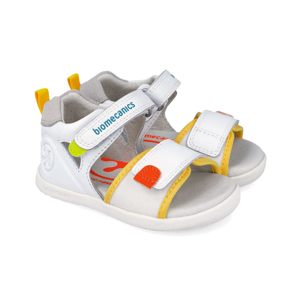 Sandale Biomecanics Baieti 262170-C050 Urban Alb si Galben Velcro