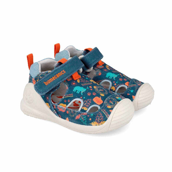 Sandale băieți Biomecanics textile cu imprimeu safari și suport anatomic